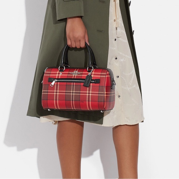 COACH Tartar Plaid Rowan Satchel Crossbody - Picture 11 of 12